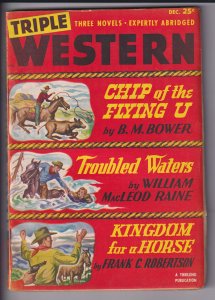 TRIPLE WESTERN V4N1 (Dec 1948) Sharp FVF 7.0 bold cover colors! Supple pages.