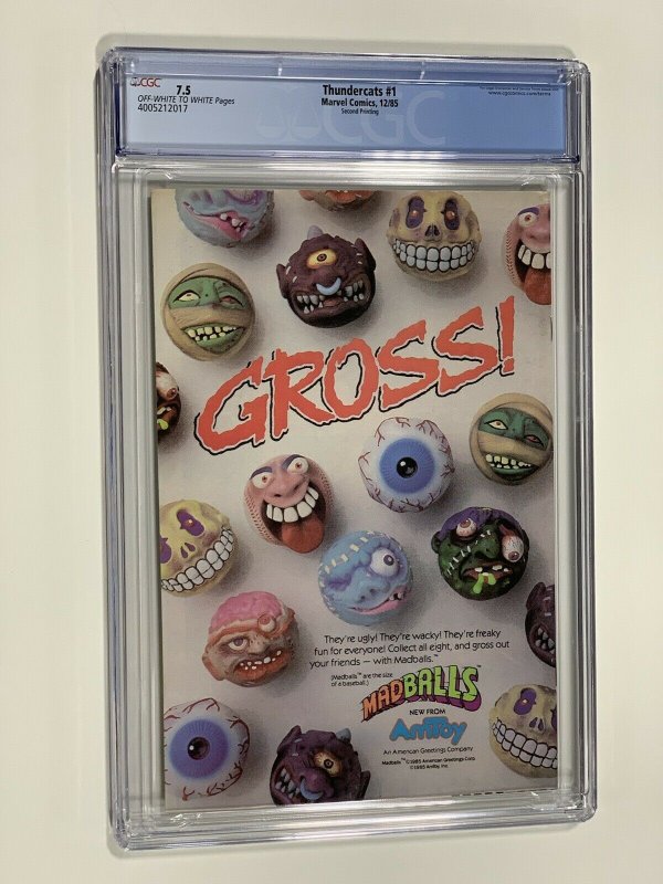 Thundercats 1 cgc 7.5 ow/wp marvel 1985 second print 