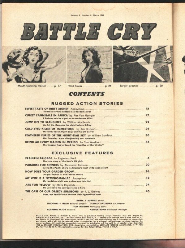 Battle Cry 3/1960-Spicy  slave girl cover-Clarence Doore art-cheesecake pix-p...
