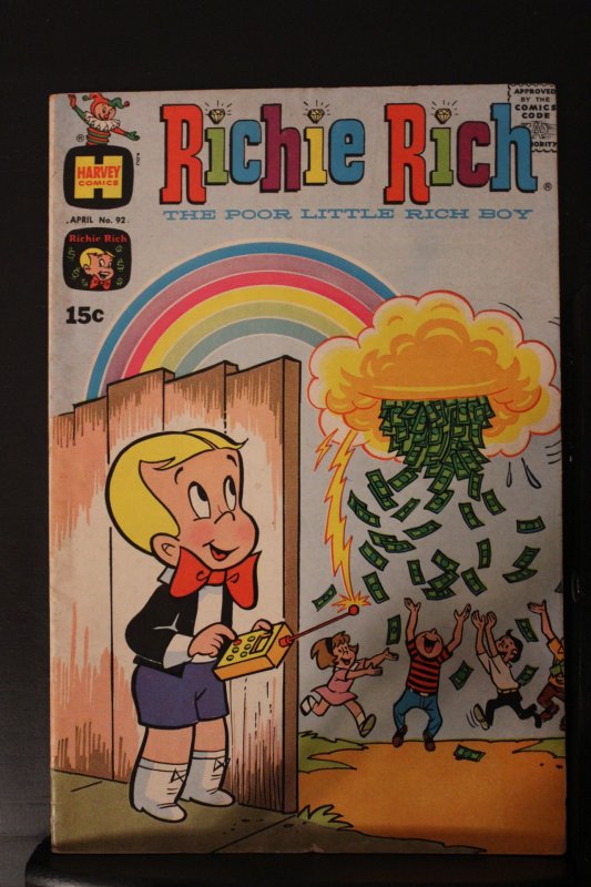 Richie Rich #92 (1970) Mid-High-Grade FN+ Raining Money Cover Wow!