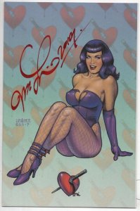 BETTIE PAGE #7 E, NM-, Signed by Joseph Linsner, 2017 2018, Betty, Virgin Varian