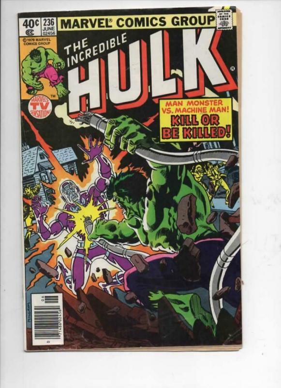 HULK #236, VG+, Incredible, Bruce Banner, Machine Man, 1968 1979, Marvel