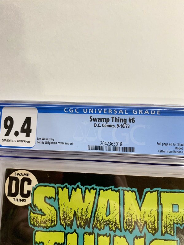 Swamp Thing 6 Cgc 9.4 9w/w Pages Dc Comics Bronze Age 2042365018