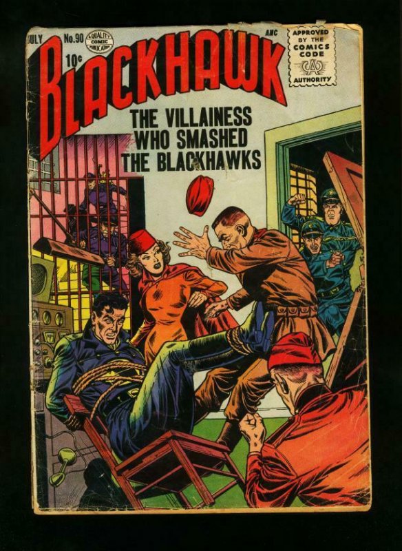 BLACKHAWK COMICS #90 1955-WILD BOUND COVER-QUALITY COMICS-  good G