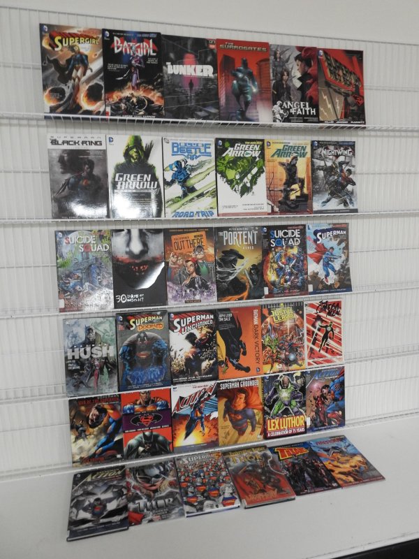 Huge Lot 36 TPB's W/ Green Arrow, Superman,  Batman+ Avg Fine+ Condition!