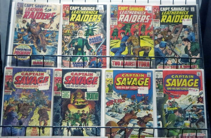 CAPT. SAVAGE & HIS LEATHERNECK RAIDERS 8 ISSUE SET! G/VG! #1-3,6,10,15-17 Marvel