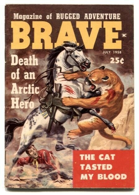 Brave #4 July 1958- mini magazine- mountain lion attack cover