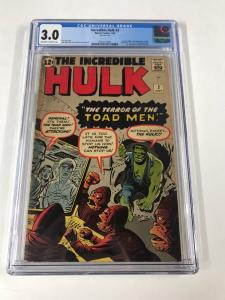 Incredible Hulk 2 Cgc 3.0 Ow/w Pages 1st Green Hulk Marvel Silver Age