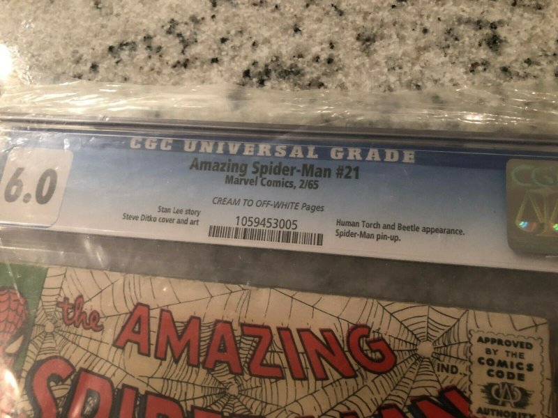 Amazing Spider-Man # 21 FN CGC 6.0 GRADED Marvel COMIC Book Human Torch TJ1