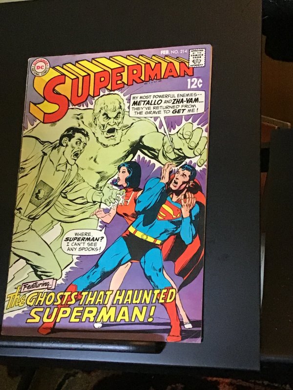 Superman #214 (1969) hi grade Neal Adams Metallo and Zha~vam cover wow!