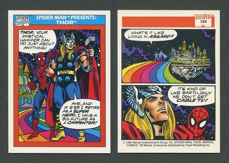 1990 Marvel Comics Card  #154 (Spiderman Presents: Thor) / MINT