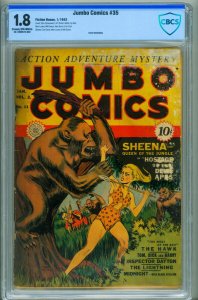 Jumbo Comics #35 CBCS 1.8 1942- SHEENA- Gorilla cover-comic book