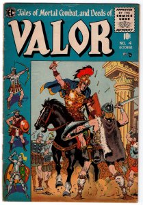 Valor #4 (1955)  FR 1.0  looks nice but the cover's spine is completely ...