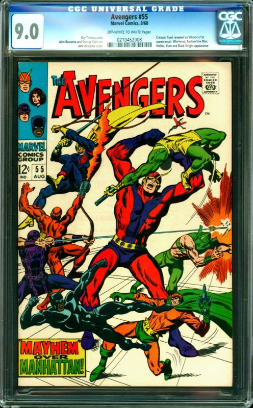 Avengers #55 CGC Graded 9.0 1st Ultron-5 (Crimson Cowl)