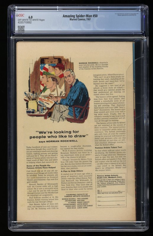 Amazing Spider-Man #50 CGC FN 6.0 1st Full Appearance Kingpin!