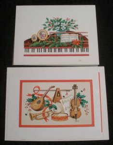 MERRY CHRISTMAS Mandolin Drum Piano Metronome 9x6.5 Greeting Card Art #J12 5010