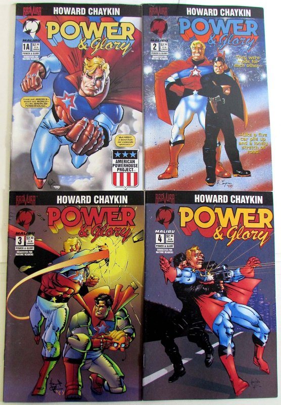 Power & Glory Lot of 4 #1 A, 2, 3, 4 (1994) Malibu Comics 1st Print Comic Books