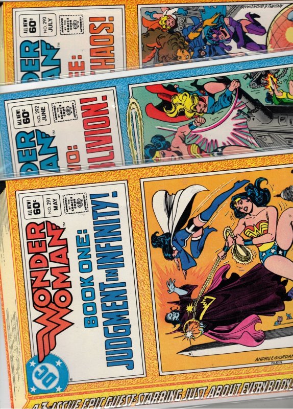 Wonder Woman #291-3 Set (1982) Super-Grade 50%! NM Judgment, Oblivion, Countdown