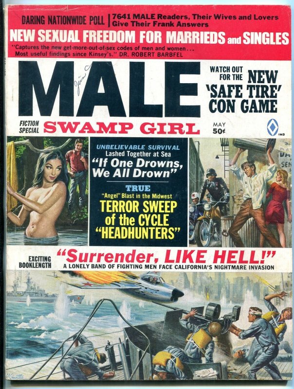 Male Magazine May 1969- Swamp Girl- Sexual Freedom- Surrender Like Hell