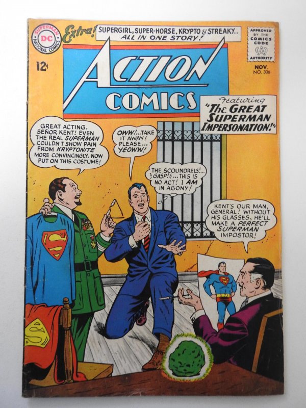 Action Comics #306 (1963) VG Condition moisture stain