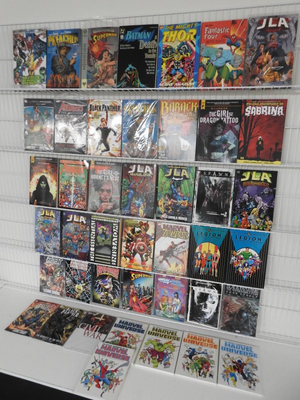 Huge Lot (43) TPB And Hardback Graphic Novels W/Batman, JLA, Spawn+ Avg VF!!