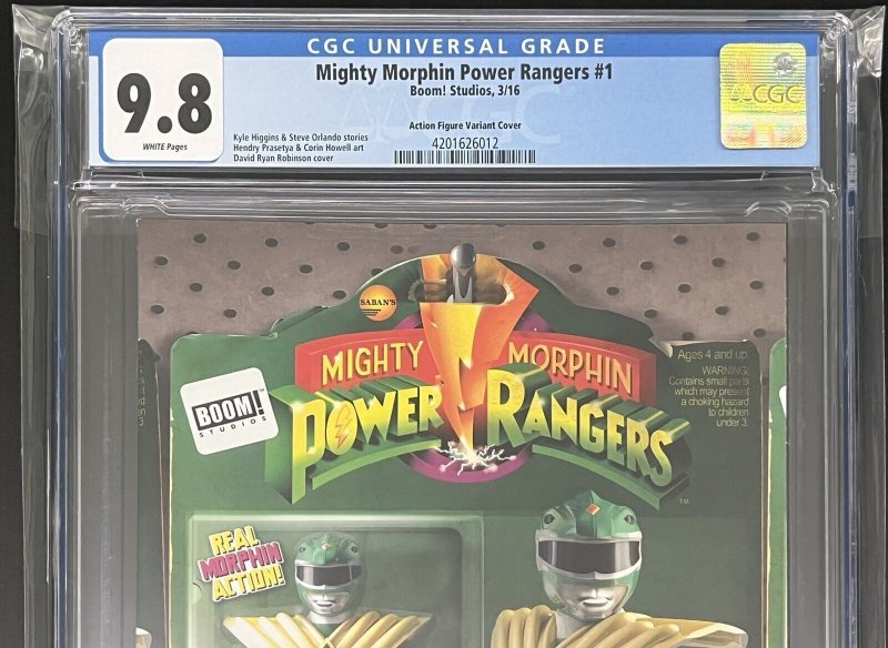 MIGHTY MORPHIN POWER RANGERS #1 GREEN ACTION FIGURE VAR CGC 9.8 2016 PROSHIPPER