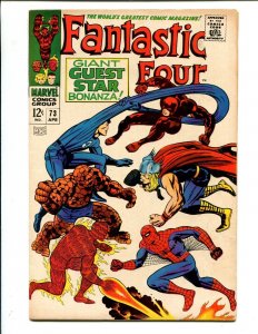 Fantastic Four #73 - Spider-Man, Daredevil, Thor Appearance, Stan Lee (7.0) 1968