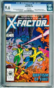X-Factor #1 Direct Edition (1986) CGC 9.6! crack bottom and back of slab