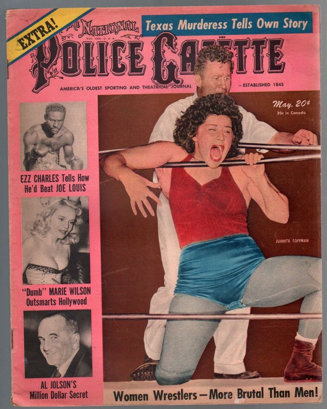 Police Gazette 5/1950-women wrestlers-Al Jolson-Ezzard Charles-cheesecake-VG+