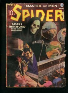 SPIDER DEC 1937-SATANS SWITCHBOARD-VIOLENT PULP-WILD SKULL COVER-good G 