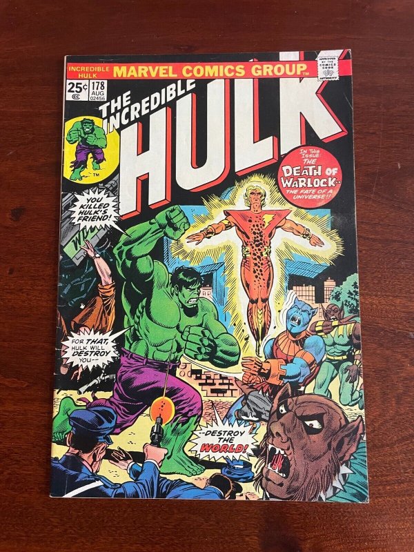 Incredible Hulk # 178 FN/VF Marvel Comic Book Warlock Appearance Avengers J999