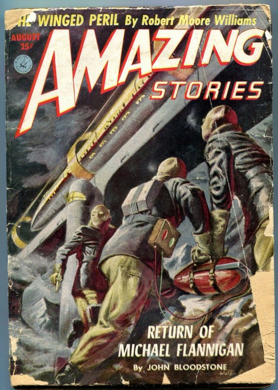 Amazing Stories Pulp August 1952- Return of Michael Flannigan- Winged Peril