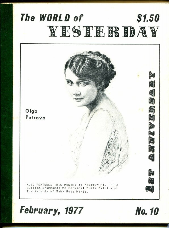 World of Yesterday #10 2/1977-Olga Petrova-Bulldog Drummond-FN