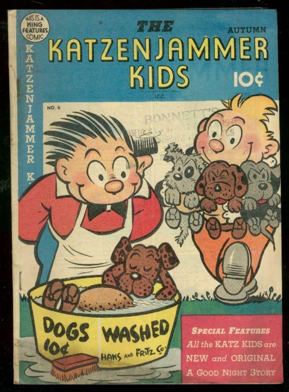 KATZENJAMMER KIDS #6 1948-DOG WASHING COVER-SLAPSTICK VG+