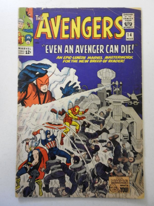 The Avengers #14 (1965) FR/GD Cond 4 in cumulative spine split, moisture stain