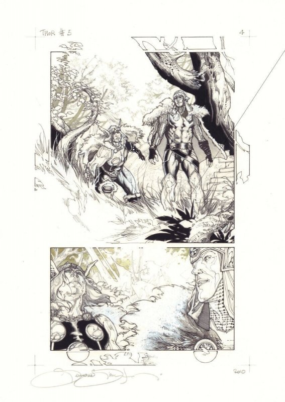 Thor: For Asgard #5 p.4 - Thor and Balder Splash - 2011 art by Simone Bianchi