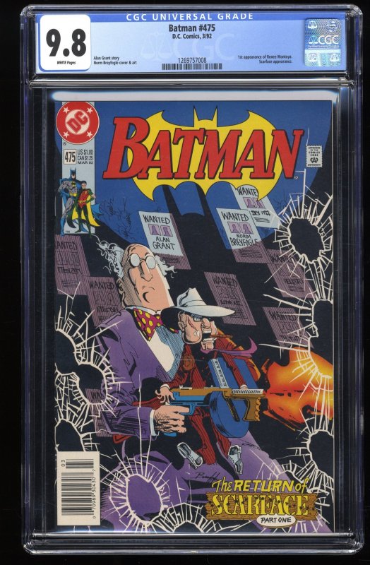 Batman #475 CGC NM/M 9.8 White Pages 1st Renee Montoya!