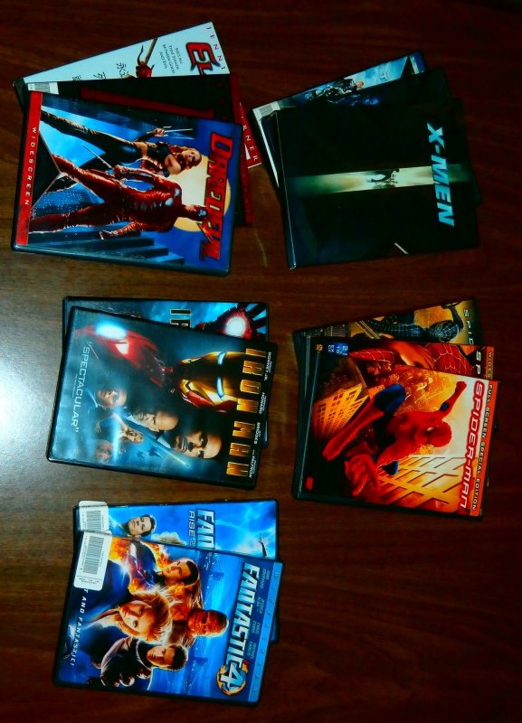 Fantastic Four I,II Iron Man I,II Spider-Man I-III X-Men I-III Daredevil DVD set