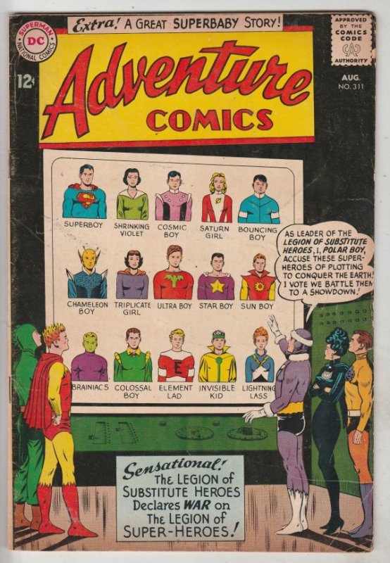 Adventure Comics #311 (Aug-63) VG/FN+ Mid-Grade Legion of Super-Heroes (Super...