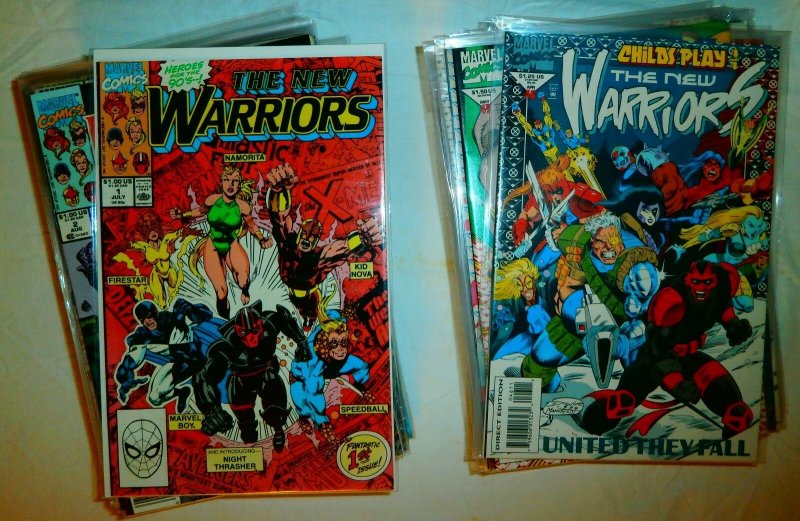 New Warriors V1 #1-53+ (no 3,7,24,27) +Firestar Speedball Nova, comics lot of 69