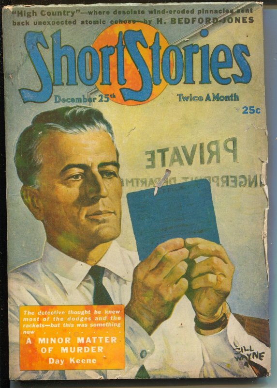 Short Stories 12/25/1945-private eye-Jim Kjelgaard-Day Keene-pulp fiction-FN-