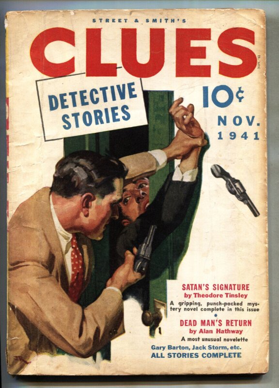 Clues Nov 1941-Gunfight cover-Hardboiled detective pulp magazine