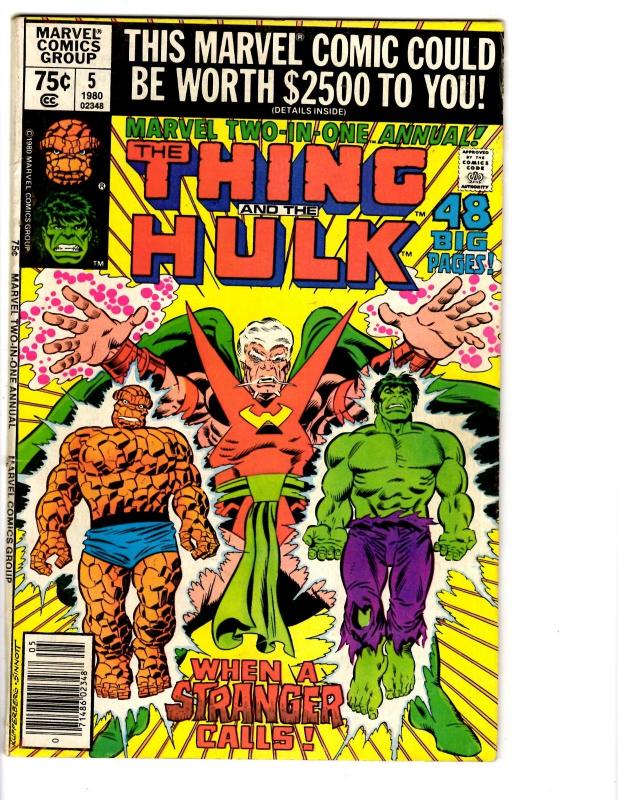 5 Marvel Two-in-One Comic Books Annual # 3 4 5 6 7 Thing Nova Hulk Thor BH17