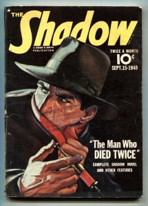 The Shadow Pulp Sep 15 1940- Needle cover- Great cover  vg+