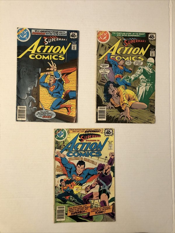 Action comics  #483,485,486,488,490,492,493,494,495,496, 497,&498 Lot Of 12