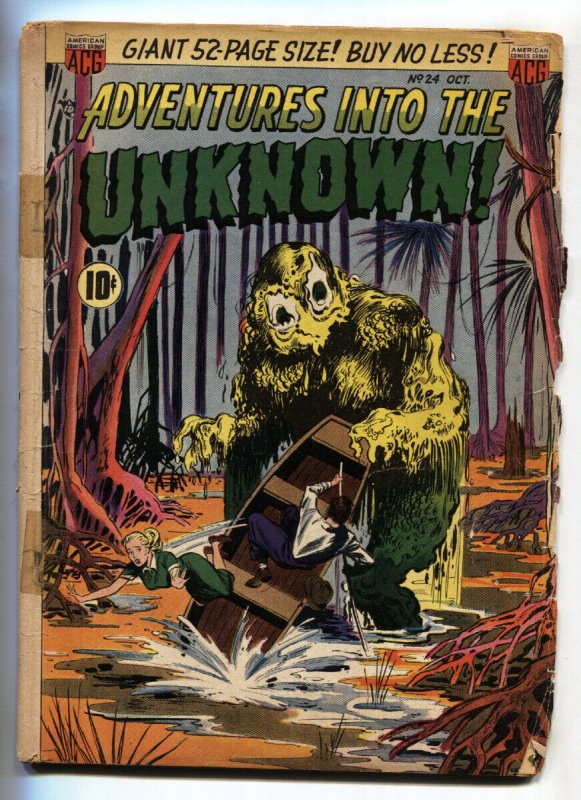 ADVENTURES INTO THE UNKNOWN #24-Pre-code horror-Swamp creature-comic book