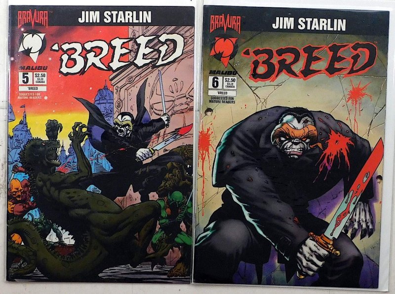 Breed Lot of 2 #5, 6 (1994) Malibu Comics 1st Print Comic Books