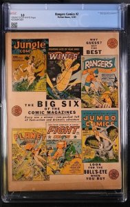 RANGERS COMICS #2 CGC 3.0 3RD FICTION HOUSE MAGAZINES STAR LOGO