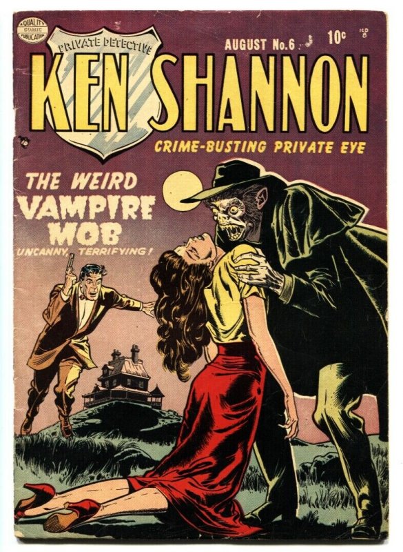 Ken Shannon #6 1952-CLASSIC Reed Crandall Vampire cover-Pre-code horror VG 