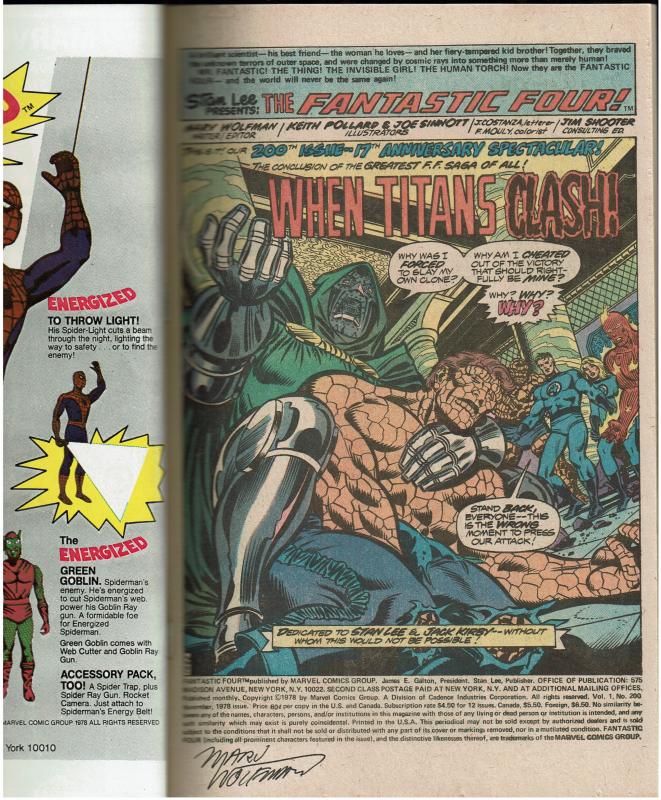 Fantastic Four #200, 9.0 or Better, SIgned by Marv Wolfman